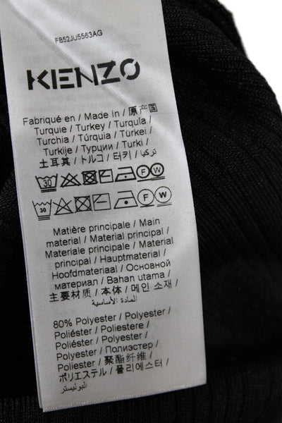 Kenzo Womens Layered Detail Ribbed Slit Detail Maxi Skirt Solid Black  Size S