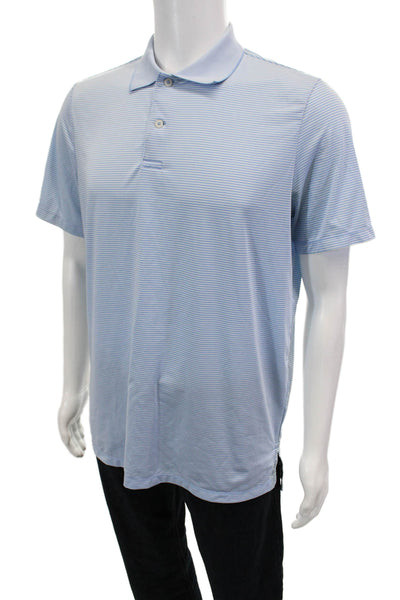RLX Ralph Lauren Mens Cotton Short Sleeve Polo Stripe Shirt Blue Size M
