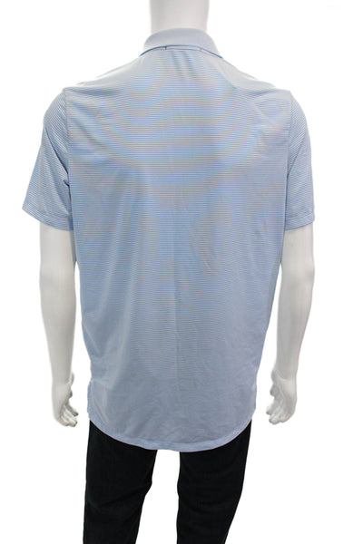 RLX Ralph Lauren Mens Cotton Short Sleeve Polo Stripe Shirt Blue Size M