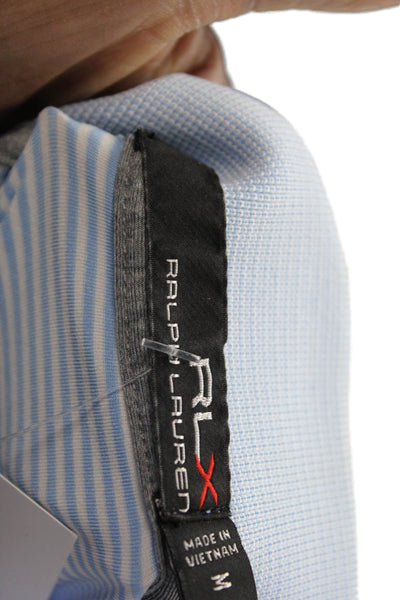 RLX Ralph Lauren Mens Cotton Short Sleeve Polo Stripe Shirt Blue Size M