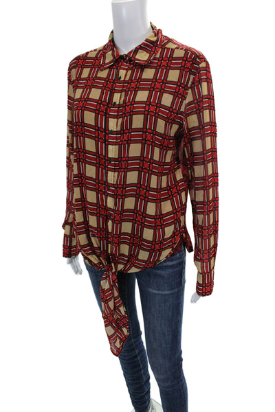 Scotch & Soda Womens Plaid Button-Down Top Red Size M