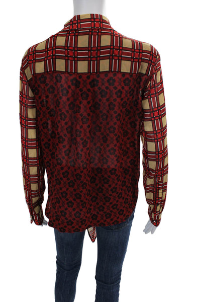Scotch & Soda Womens Plaid Button-Down Top Red Size M