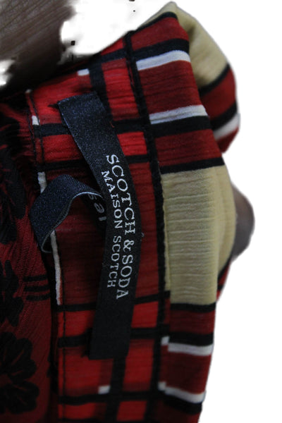 Scotch & Soda Womens Plaid Button-Down Top Red Size M