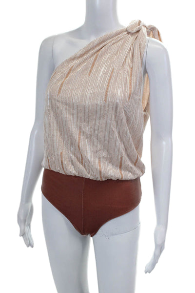 Misa Womens One Shoulder Bodysuit Pink Size M