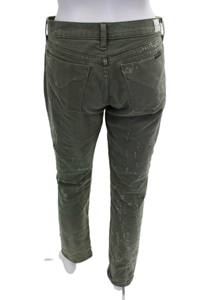 Hudson Womens Distressed Straight Jeans Green Size 26