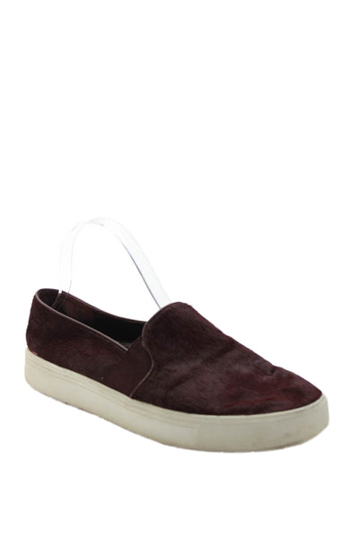 Vince Womens Pony Hair Slip On Low Top Sneakers Burgundy Size 9