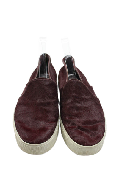 Vince Womens Pony Hair Slip On Low Top Sneakers Burgundy Size 9
