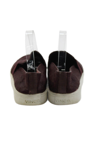 Vince Womens Pony Hair Slip On Low Top Sneakers Burgundy Size 9