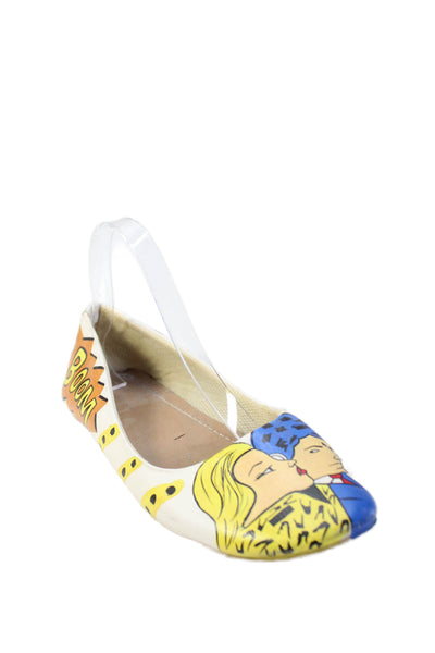 Al Artz Womens Comic Print Flats White Multi Size 12