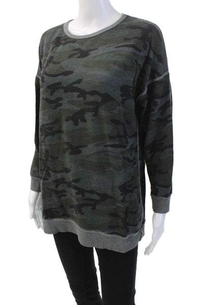 Sundry Womens Long Sleeve Camouflage Print T Shirt Green Size 2