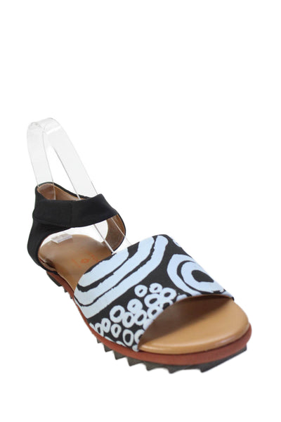Clover Canyon Womens Geometric Painted Circle Ankle Strap Sandals Blue Size 8