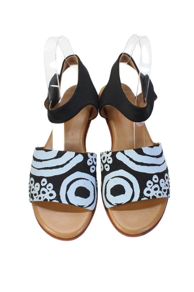 Clover Canyon Womens Geometric Painted Circle Ankle Strap Sandals Blue Size 8