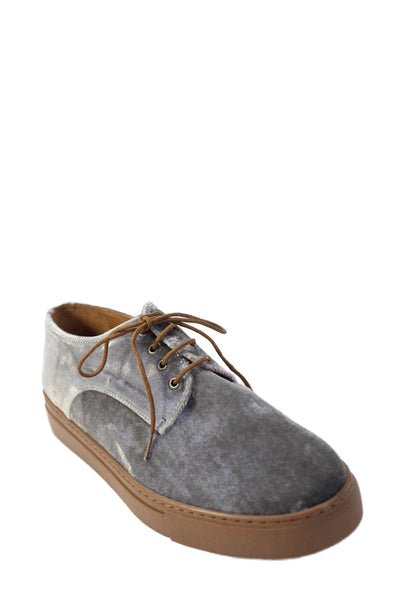 Clover Canyon Womens Velvet Textured Platform Lace-Up Sneakers Gray Size 6