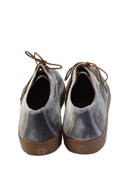 Clover Canyon Womens Velvet Textured Platform Lace-Up Sneakers Gray Size 6