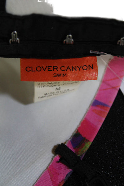 Clover Canyon Womens Floral Print V-Neck Bikini Top Pink Size M