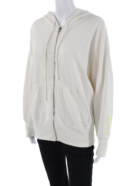 Adidas Womens Cotton Pocketed Long Sleeve Casual Hoodie White Size XS