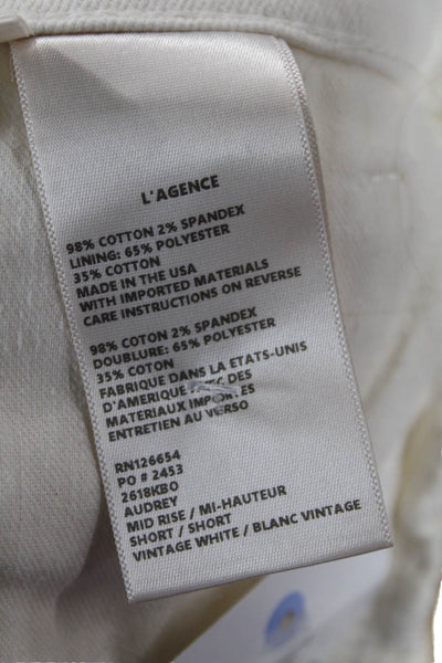 L Agence Womens Denim Mid Rise Aubrey Shorts White Cotton Size 31