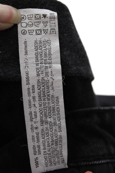 Zara Womens Denim High Rise Cuffed Zip Up Shorts Black Cotton Size 10