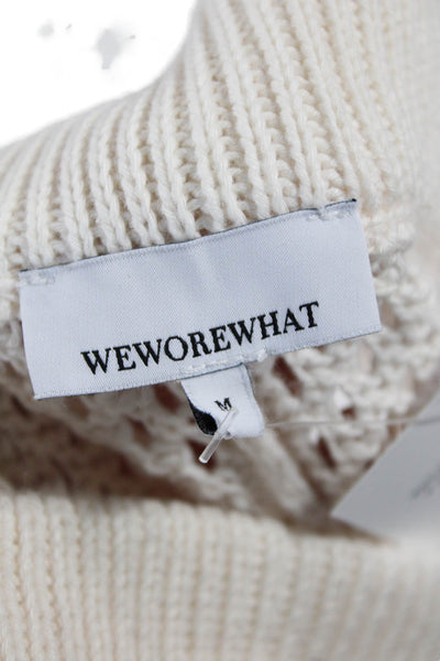 We Wore What Womens Open Knit High Rise Wide Leg Pants White Size Medium