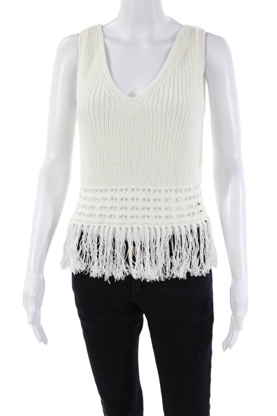 Club Monaco Womens Sleeveless V Neck Shell Sweater White Size Medium