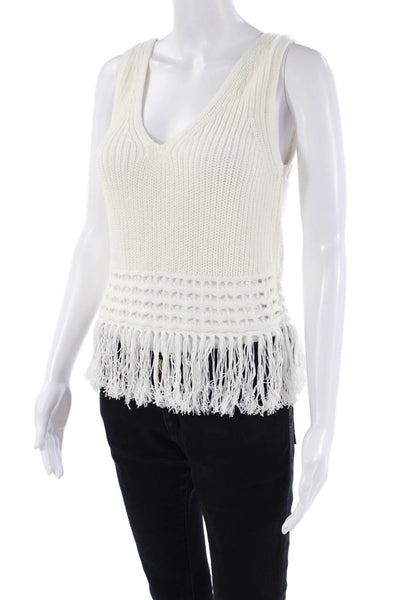 Club Monaco Womens Sleeveless V Neck Shell Sweater White Size Medium