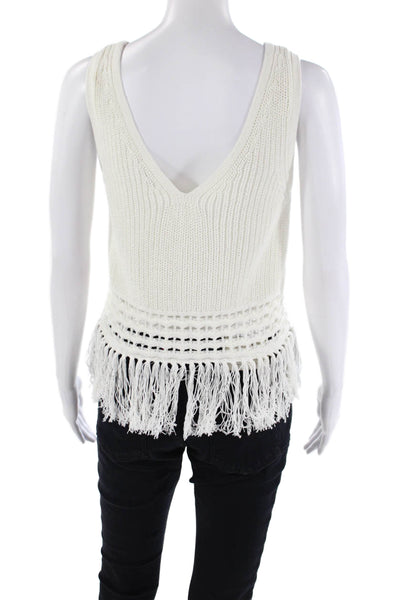 Club Monaco Womens Sleeveless V Neck Shell Sweater White Size Medium