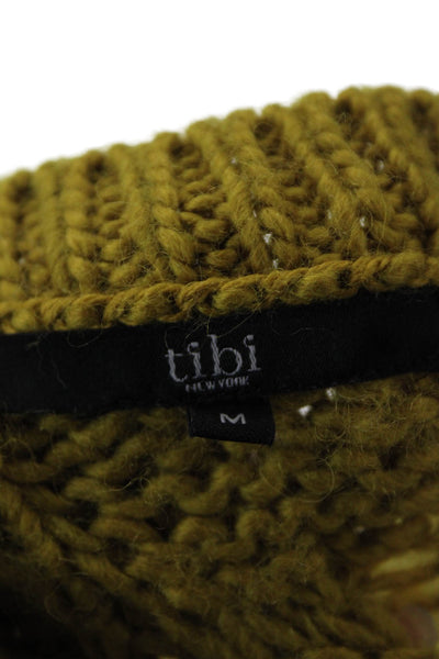 Tibi Womens Long Sleeves Cable Knit Crew Neck Sweater Brown Size Medium