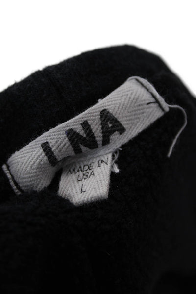 LNA Womens Cut Out Long Sleeves Sweatshirt Black Cotton Size Large
