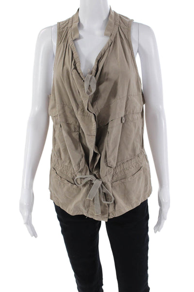 Go By GoSilk Womens Sleeveless Button Down Tank Top Sand Beige Size Large