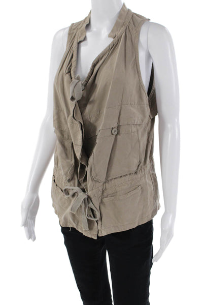 Go By GoSilk Womens Sleeveless Button Down Tank Top Sand Beige Size Large