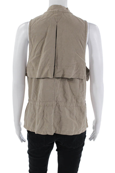 Go By GoSilk Womens Sleeveless Button Down Tank Top Sand Beige Size Large