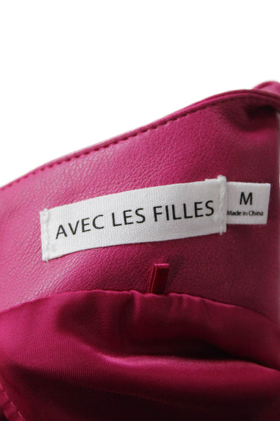 Avec Les Filles Womens Faux Leather Cropped Tank Top Pink Size Medium