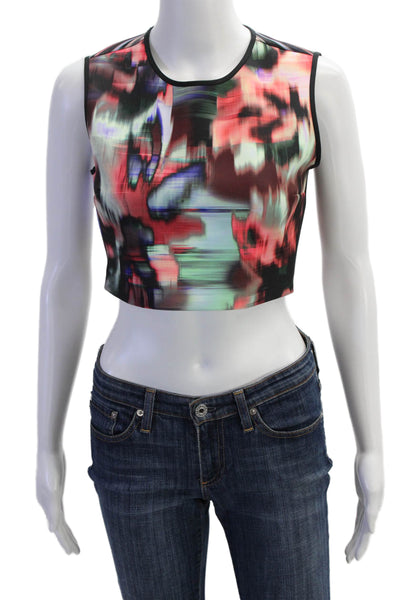 Clover Canyon Womens Printed Ruffle Sleeveless Blouse Top Multicolor Size M