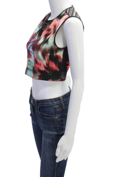Clover Canyon Womens Printed Ruffle Sleeveless Blouse Top Multicolor Size M