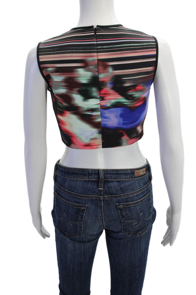 Clover Canyon Womens Printed Ruffle Sleeveless Blouse Top Multicolor Size M