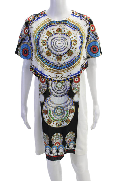 Clover Canyon Womens Graphic Print Crew Neck Layered Dress White Multi Size M