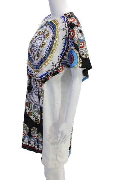 Clover Canyon Womens Graphic Print Crew Neck Layered Dress White Multi Size M