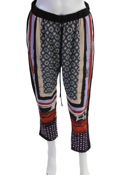Clover Canyon Womens Mixed Print Drawstring High Waisted Pants Multicolor Sz S