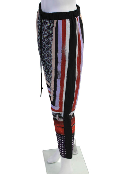 Clover Canyon Womens Mixed Print Drawstring High Waisted Pants Multicolor Sz S