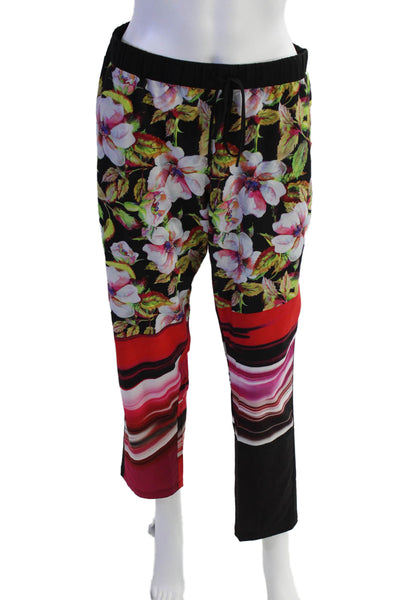 Clover Canyon Womens Floral Mix Printed Drawstring Pants Red Multi Sz M