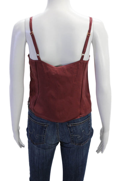Nation LTD Womens Solid Square Neck Cami Top Brick Size L
