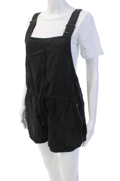 Wilfred Free Womens Sleeveless Square Neck Drawstring Short Overall Black Size M