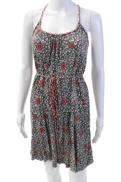 French Connection Womens Geometric Print Sleeveless Mini Dress Gray Size 4