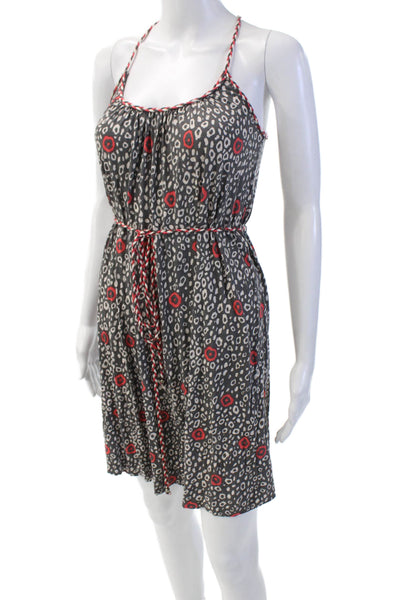 French Connection Womens Geometric Print Sleeveless Mini Dress Gray Size 4