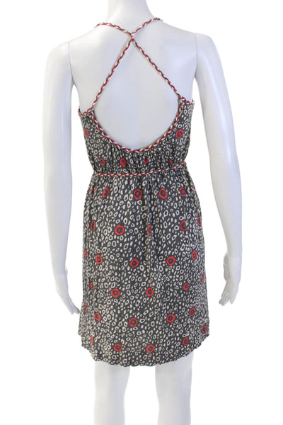 French Connection Womens Geometric Print Sleeveless Mini Dress Gray Size 4
