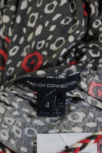 French Connection Womens Geometric Print Sleeveless Mini Dress Gray Size 4