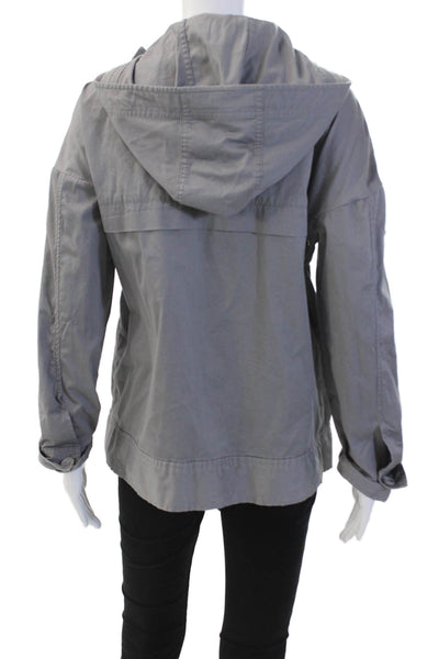 Marc By Marc Jacobs Womens Cotton Hooded Long Sleeve Zip Up Jacket Gray Size XS
