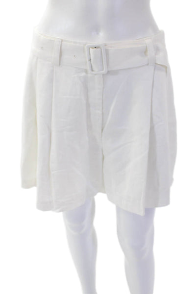 Club Monaco Womens Solid Pleated Shorts White Size 6