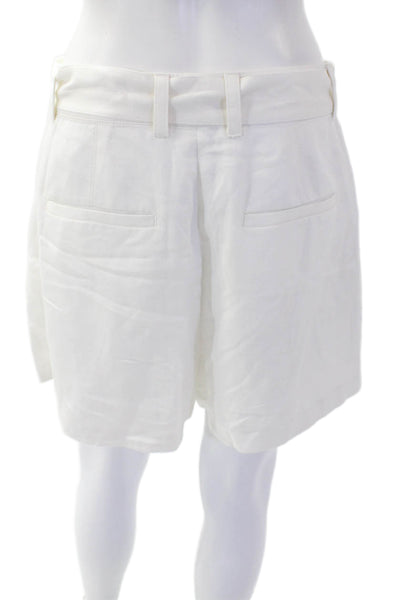 Club Monaco Womens Solid Pleated Shorts White Size 6