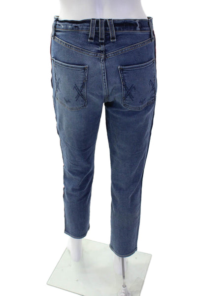 McGuire Womens Cotton Striped Mid-Rise Skinny Jeans Blue Size 28